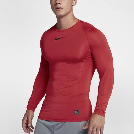 red nike long sleeve compression shirt