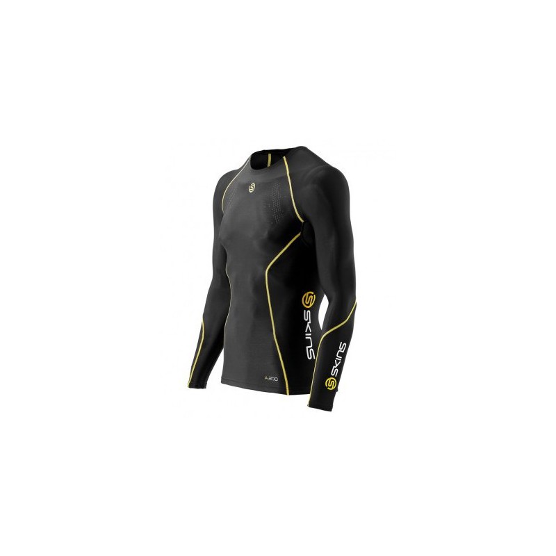 Man compression T-Shirt long sleeve Skins Bio A200 Black