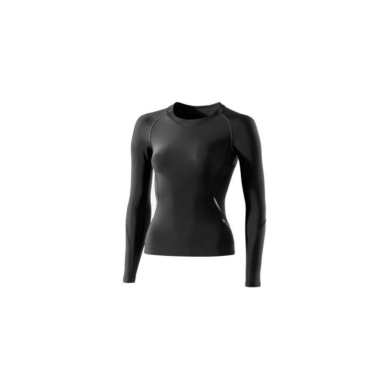 Woman compression T-Shirt long sleeve Skins A400 Black/Silver