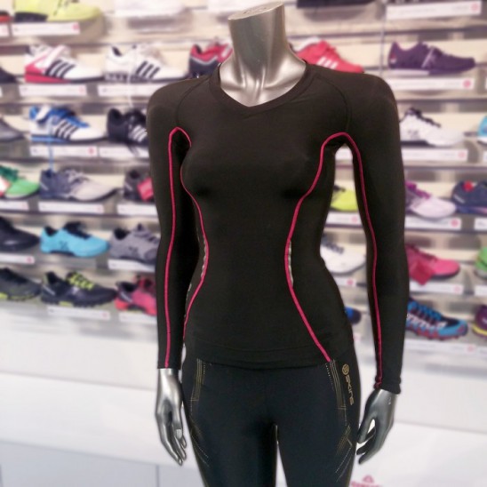 Skins Bio A200 Womens Black/Pink Top Long Sle