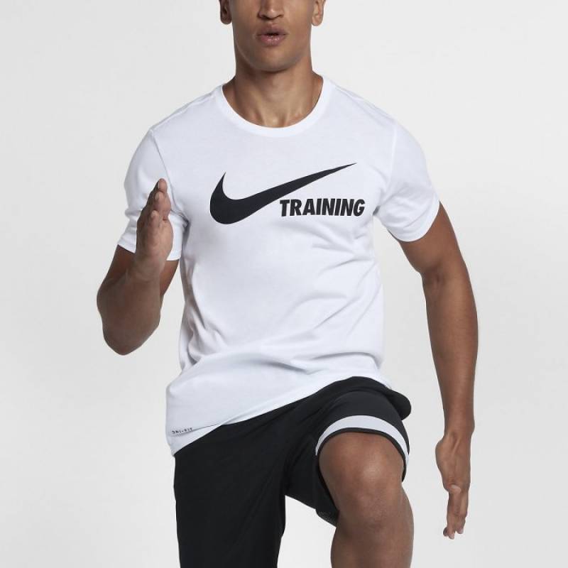 Pánské tričko Nike TRAINING SWOOSH - bílé