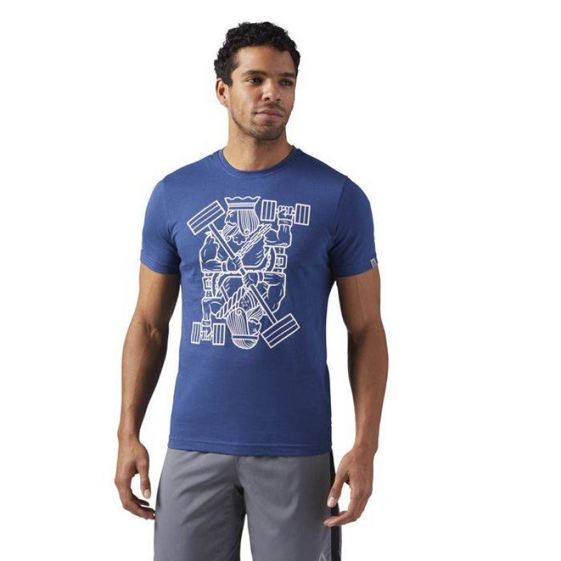 Man T-Shirt KING OF TRAINING blue
