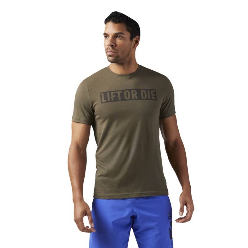 Pánské tričko LIFT OR DIE zelené