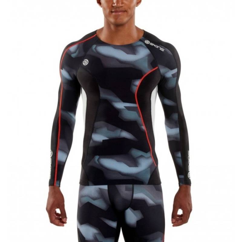 Man compression T-Shirt Skins DNAmic Long Sleeve Top Glith Camo