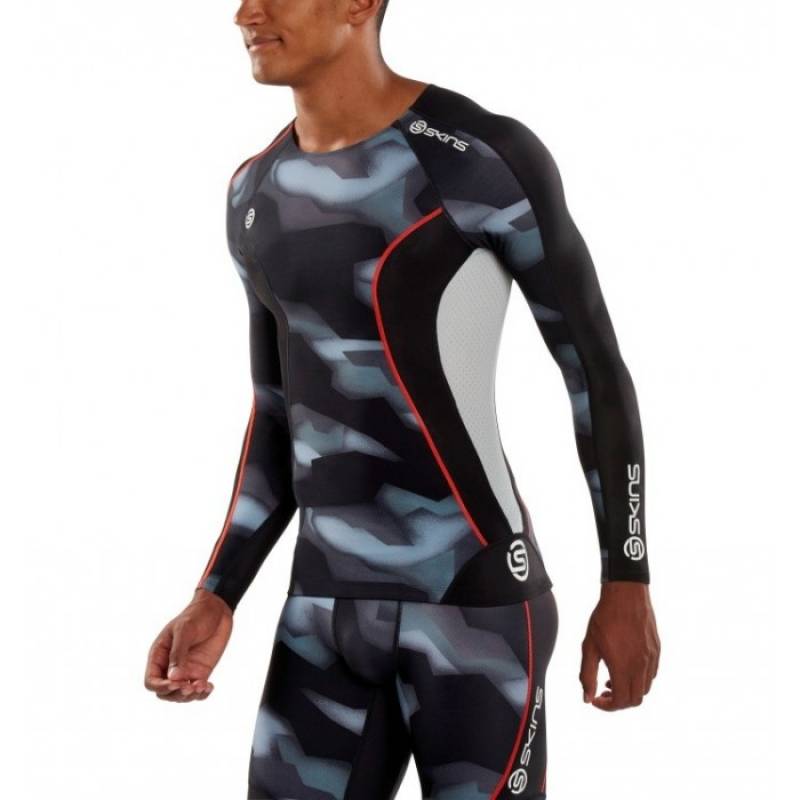 Man compression T-Shirt Skins DNAmic Long Sleeve Top Glith Camo