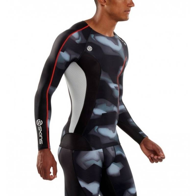 Man compression T-Shirt Skins DNAmic Long Sleeve Top Glith Camo