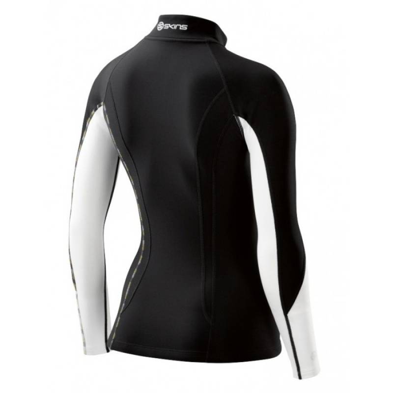 Woman compression T-Shirt SKINS DNAmic Thermal L/S Mock Neck with zip Black/Cloud