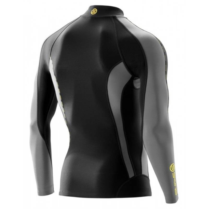 Pánské kompresní tričko SKINS DNAmic Thermal L/S Mock Neck with zip Black/Pewter