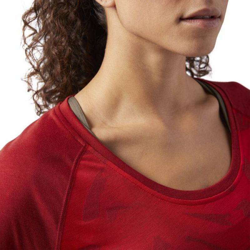 Dámské tričko Reebok CrossFit Burnout LS Tee - červené