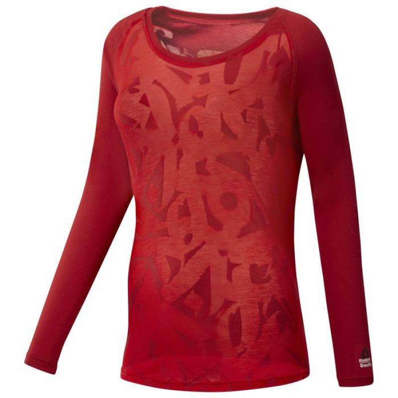 Dámské tričko Reebok CrossFit Burnout LS Tee - červené