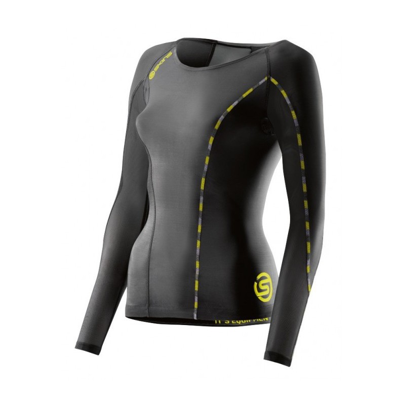 Damen T-Shirt kompresionss Skins DNAmic schwarz/gelb