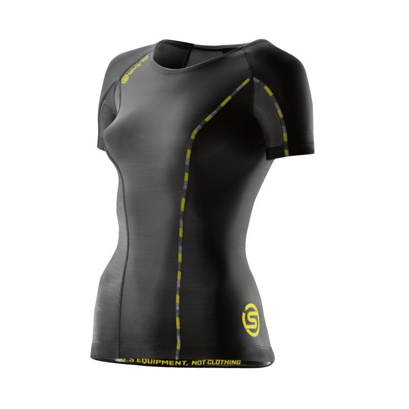 Dámské kompresní tričko krátký rukáv Skins DNAmic Black/Limoncello