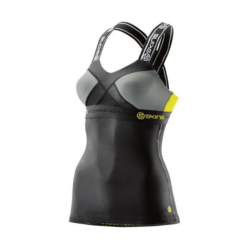 Dámské kompresní tílko Skins DNAmic Black/Limonc