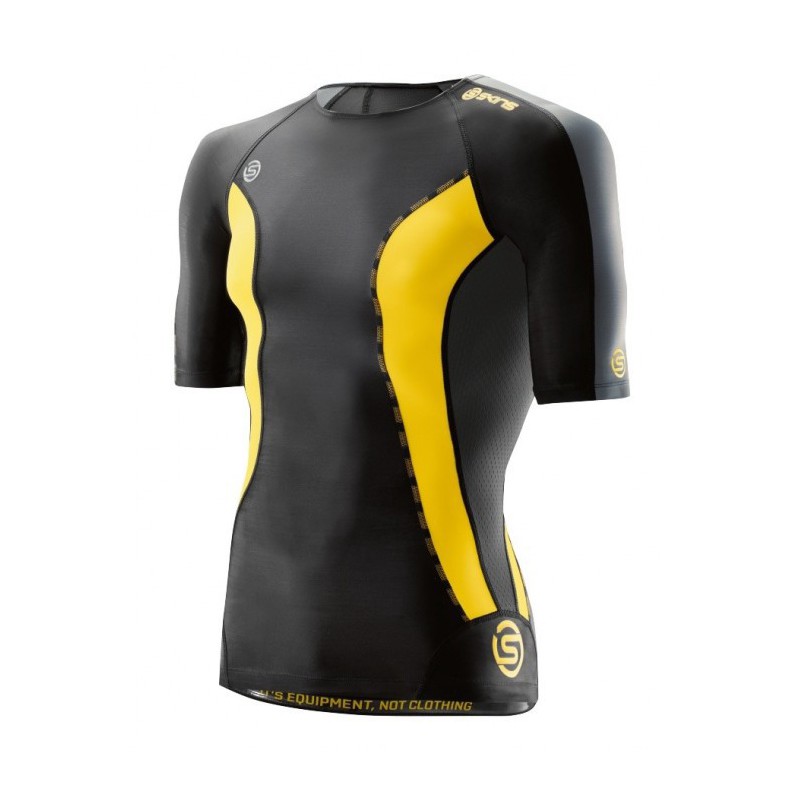 Herren T-Shirt kompressions kurzarm DNAmic - schwarz/gelb