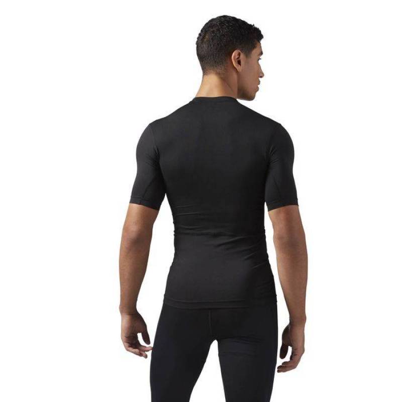 Man compression T-Shirt Workout - black s logem