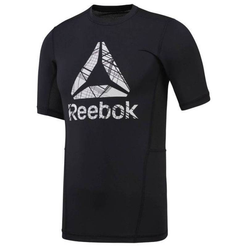 Man compression T-Shirt Workout - black s logem