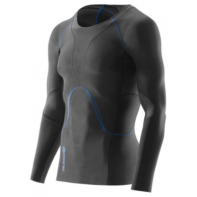 Man compression recovery T-Shirt Skins Bio RY400 Mens Graphite/Blue