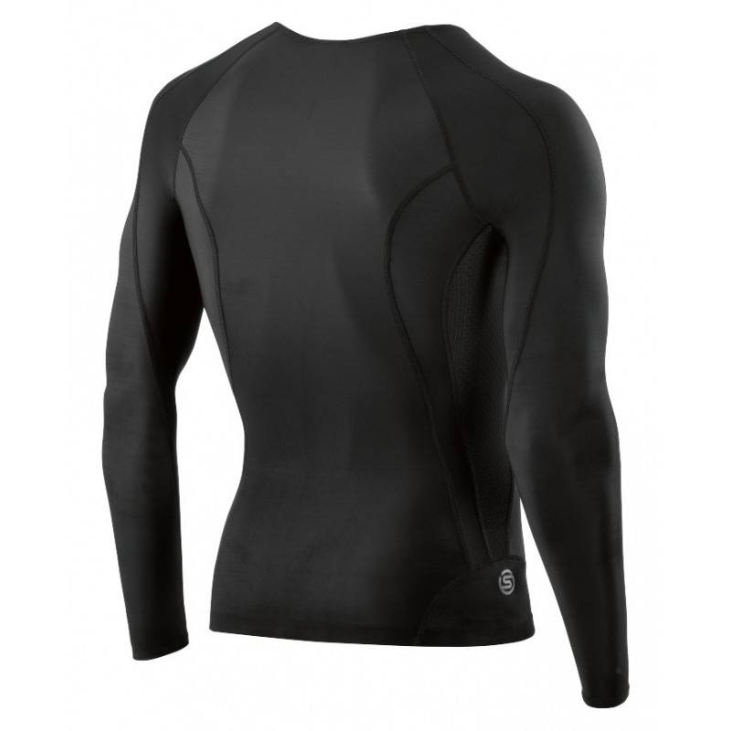 Man compression T-Shirt Skins DNAmic Mens Top Long Sleeve Black/Black