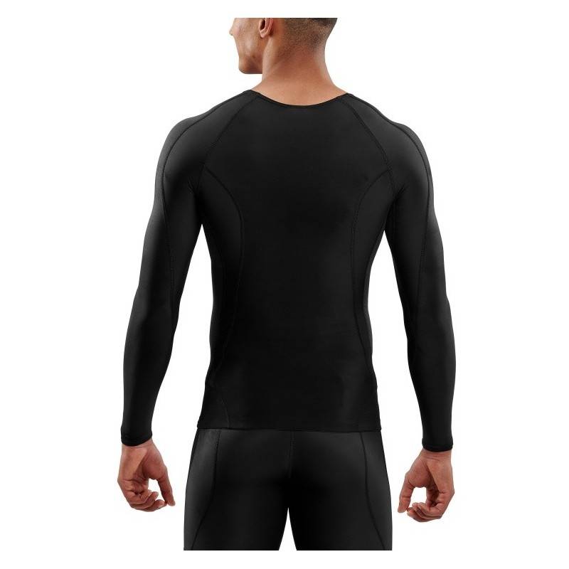 Man compression T-Shirt Skins DNAmic Mens Top Long Sleeve Black/Black