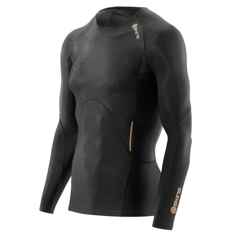 Pánské kompresní triko Skins A400 Mens Black Top Long Sleeve