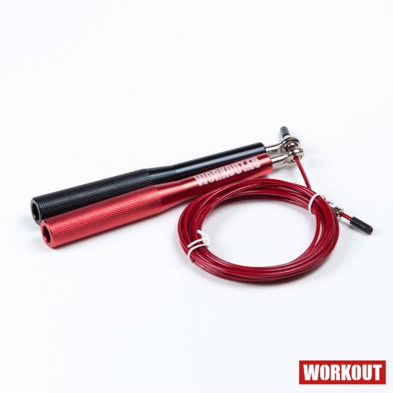 Springseil WORKOUT aluminum - schwarz/rotes Kabel