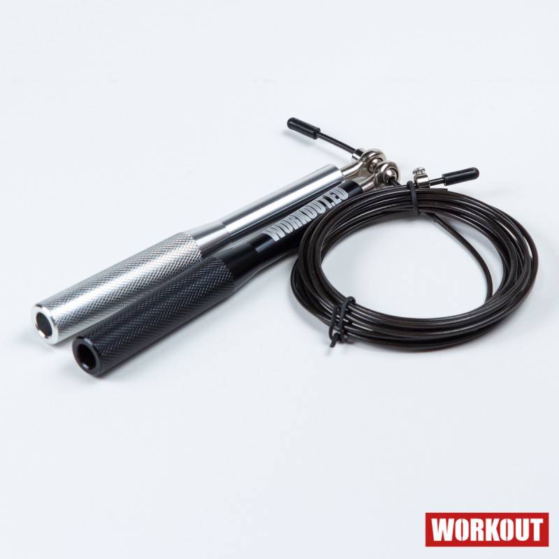 Springseil WORKOUT aluminum - schwarz/silber+schwarz Kabel