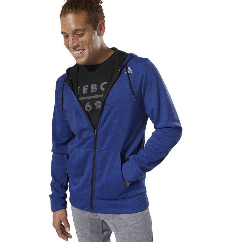 Man hoodie WOR MEL DBL KN FZ HOODIE - DU2157