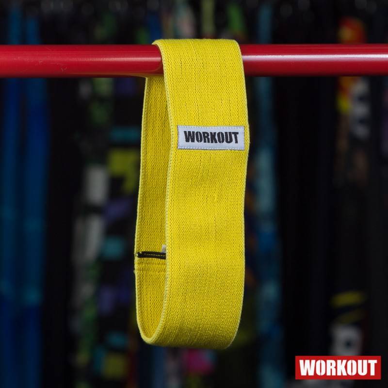 Textilní odporová guma / loop band WORKOUT - žlutá