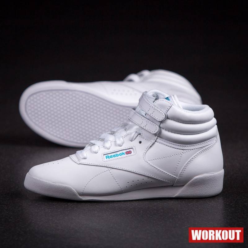 Dětské bílé závodní boty na aerobik Reebok Freestyle HI Classic f/s - 50162