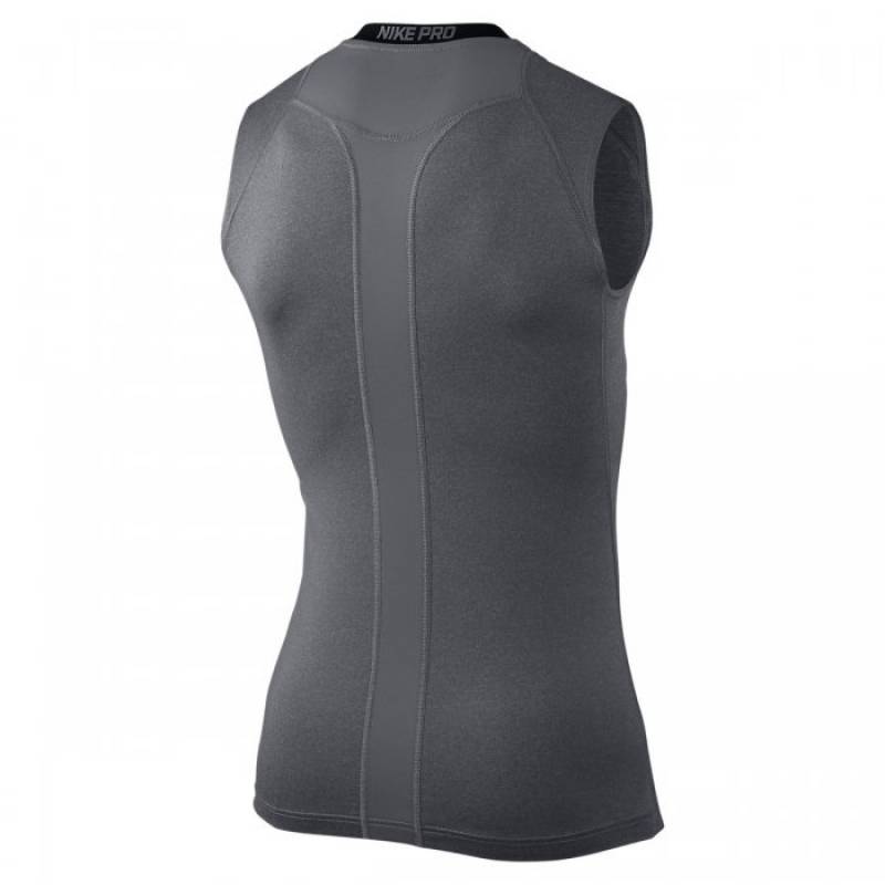 Šedé kompresní tričko bez rukávů Nike COOL COMP SL