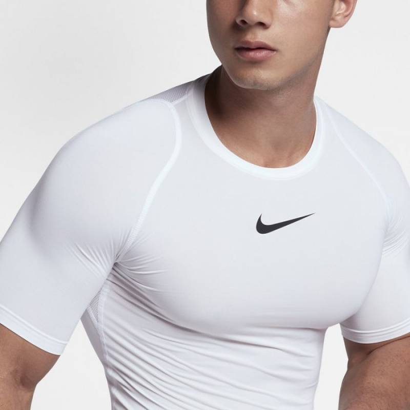 Man T-Shirt Nike - short sleeve - Nike Pro - white