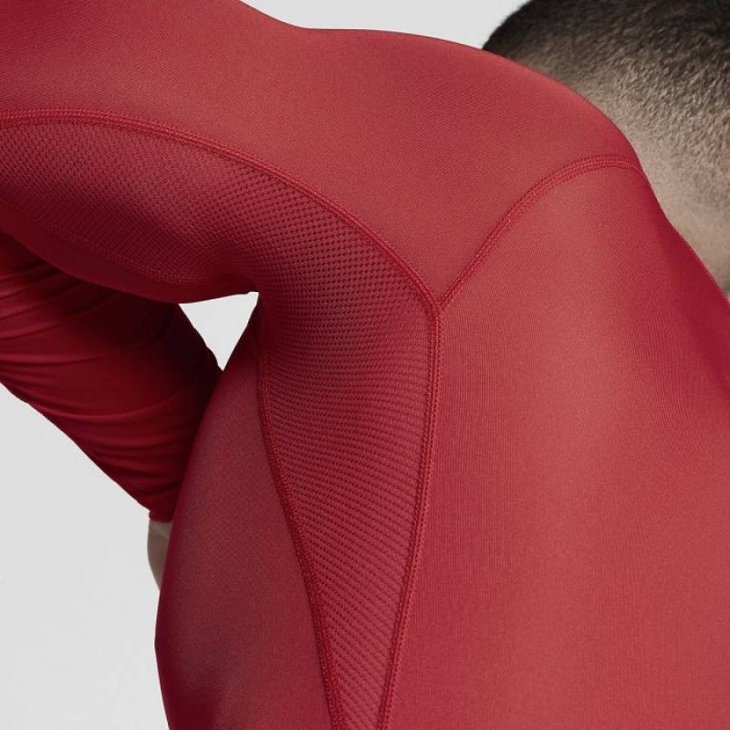 Man compression T-Shirt with a long sleeve Nike - red