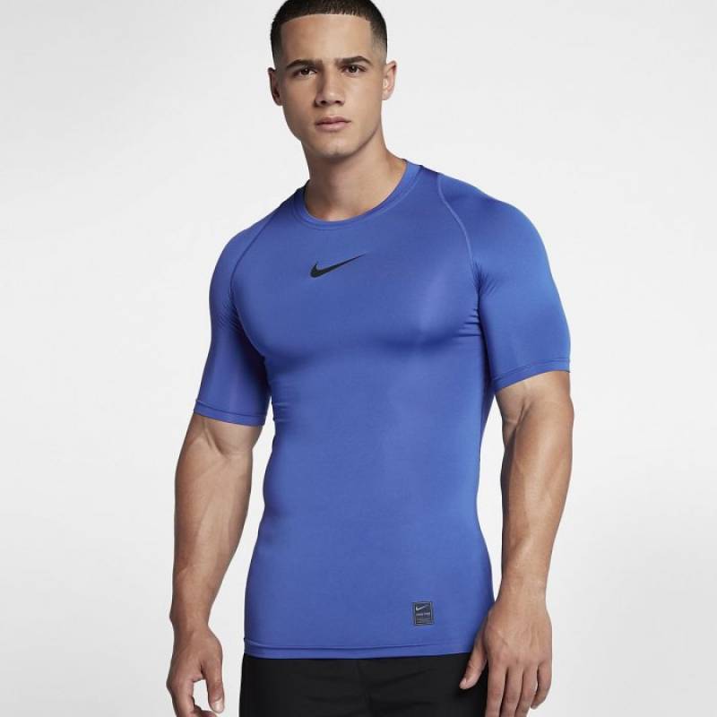 Herrentop Nike Pro kurzarm - blau