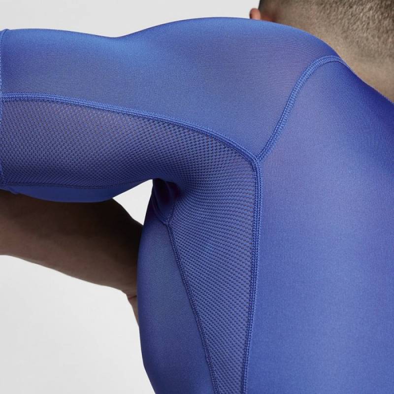 Pánský tréninkový top Nike s krátkým rukávem - Nike Pro - modré