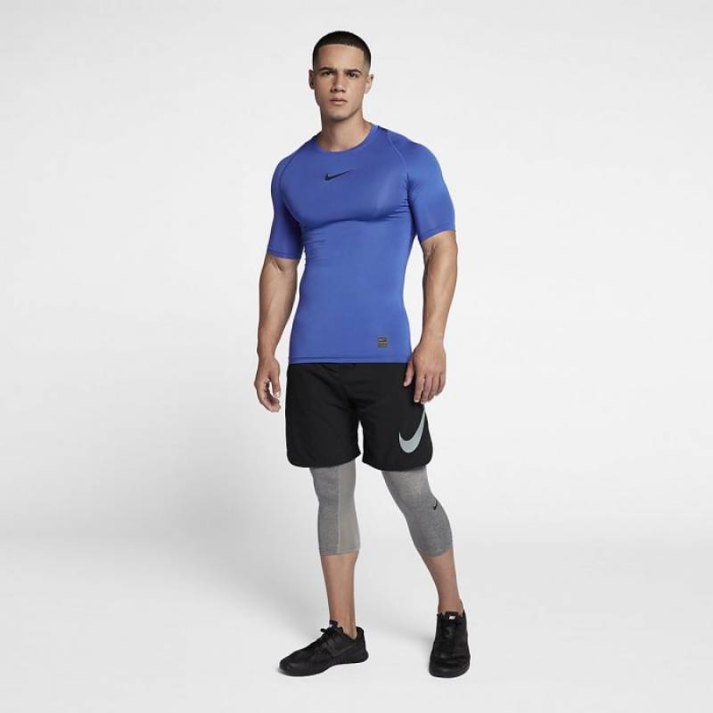 Pánský tréninkový top Nike s krátkým rukávem - Nike Pro - modré