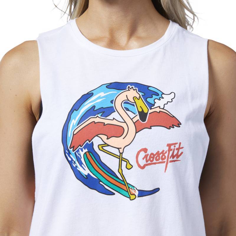 Woman T-Shirt Reebok CrossFit Surfer Flamingo Muscle - EC1461