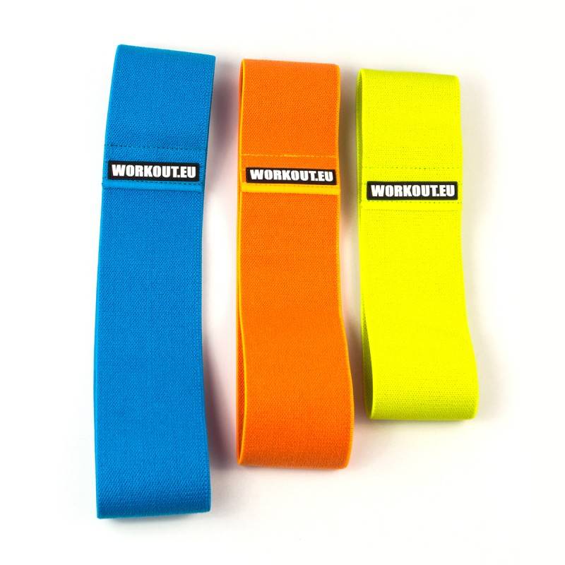Set of three text resistance bands - blue orange yellow