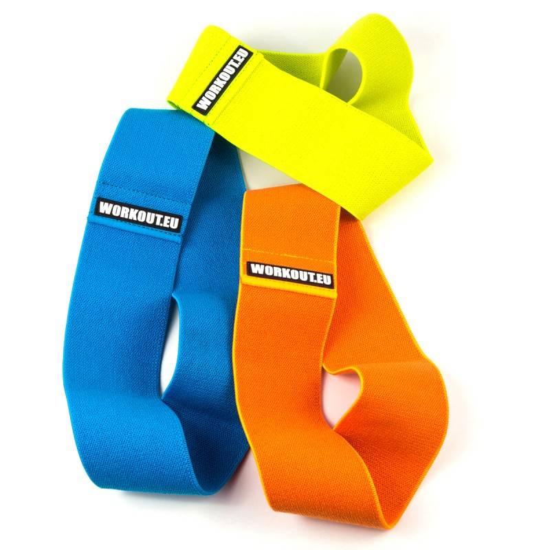 Set of three text resistance bands - blue orange yellow