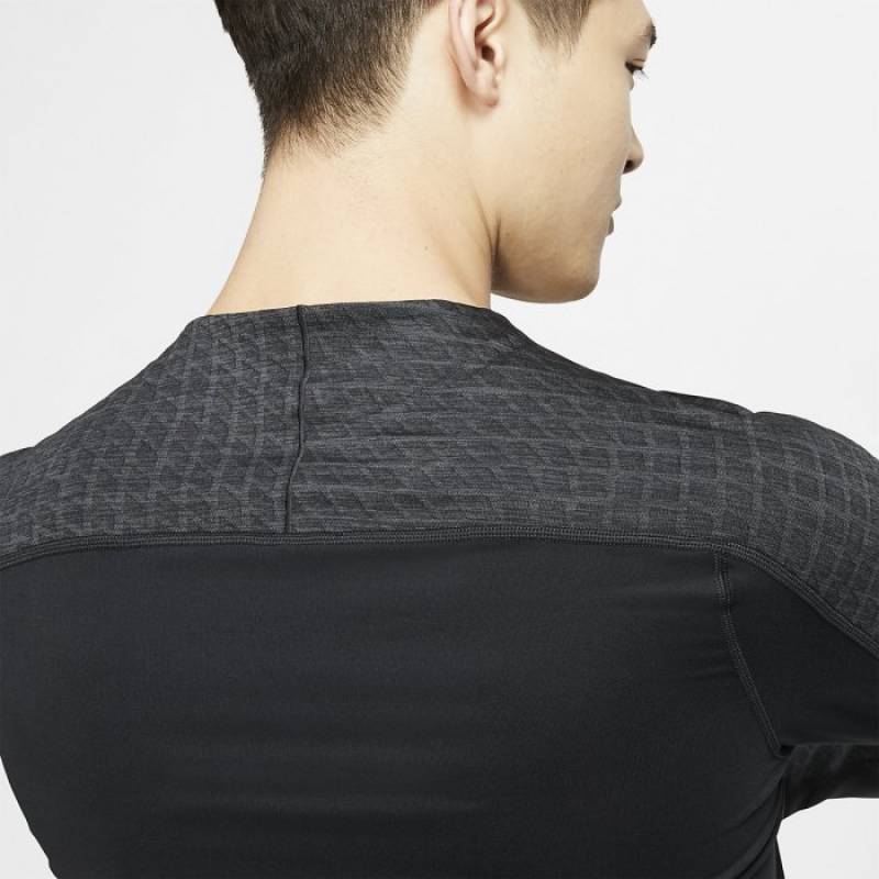 Pánské tréninkové tričko s dlouhým rukávem - černé