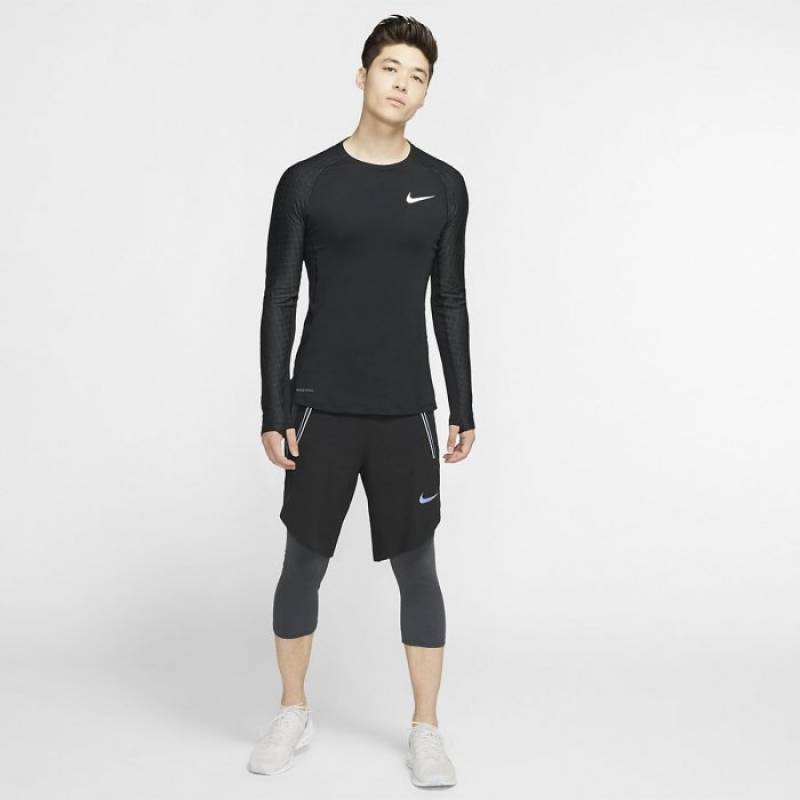 Man training T-Shirt with a long sleeve - black