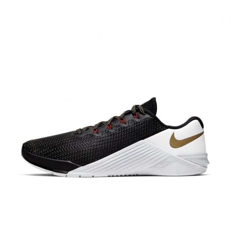 Damenschuhe Nike Metcon 5 - schwarz/weiss/gold