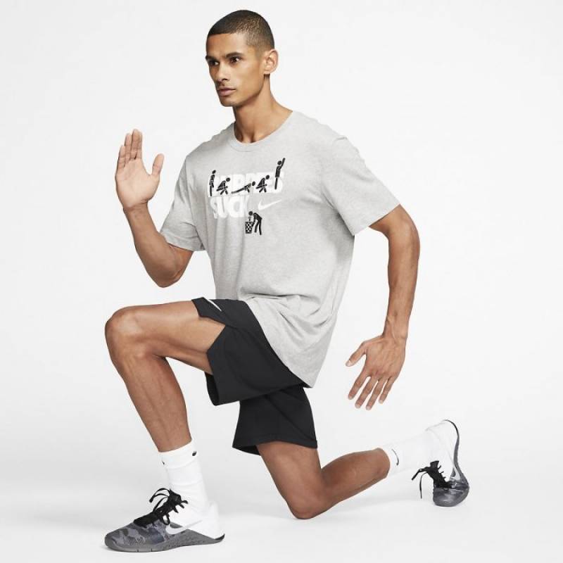 Pánské tričko Nike BURPEES SUCK - Dri-FIT - šedivé