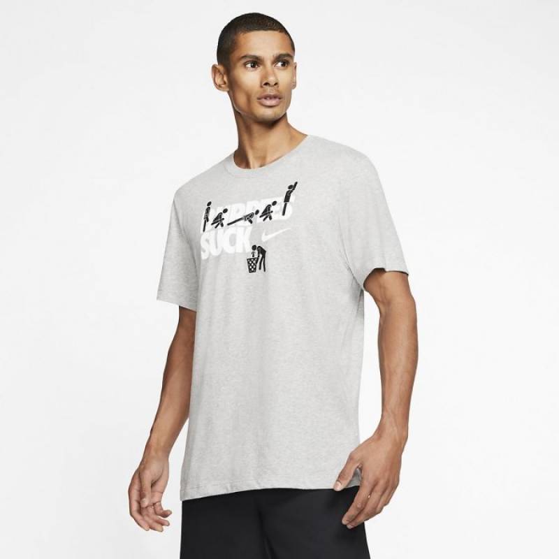 Pánské tričko Nike BURPEES SUCK - Dri-FIT - šedivé