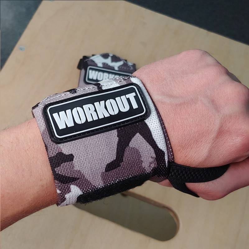 Bandáže zápěstí 30 cm WORKOUT - Šedivé Camo