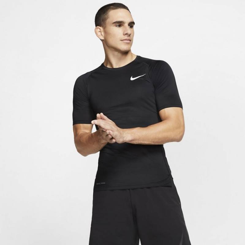 Pánské tričko NIKE Pro TOP SS TIGHT - černé