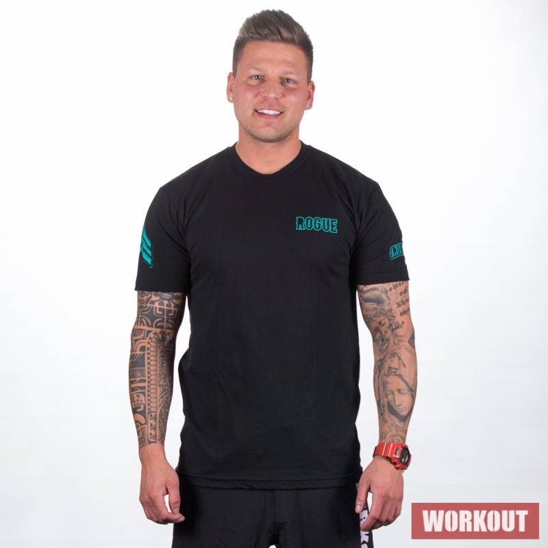 Herren T-Shirt Rogue International - schwarz/türkis