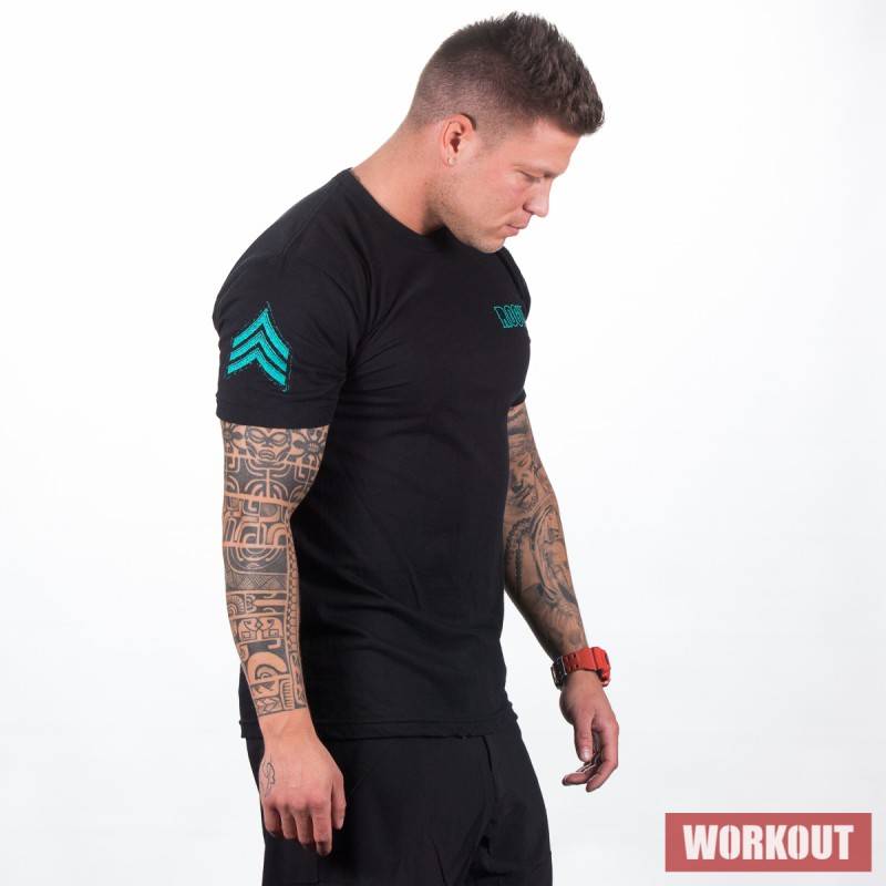 Man T-Shirt Rogue International Black-Turquoise