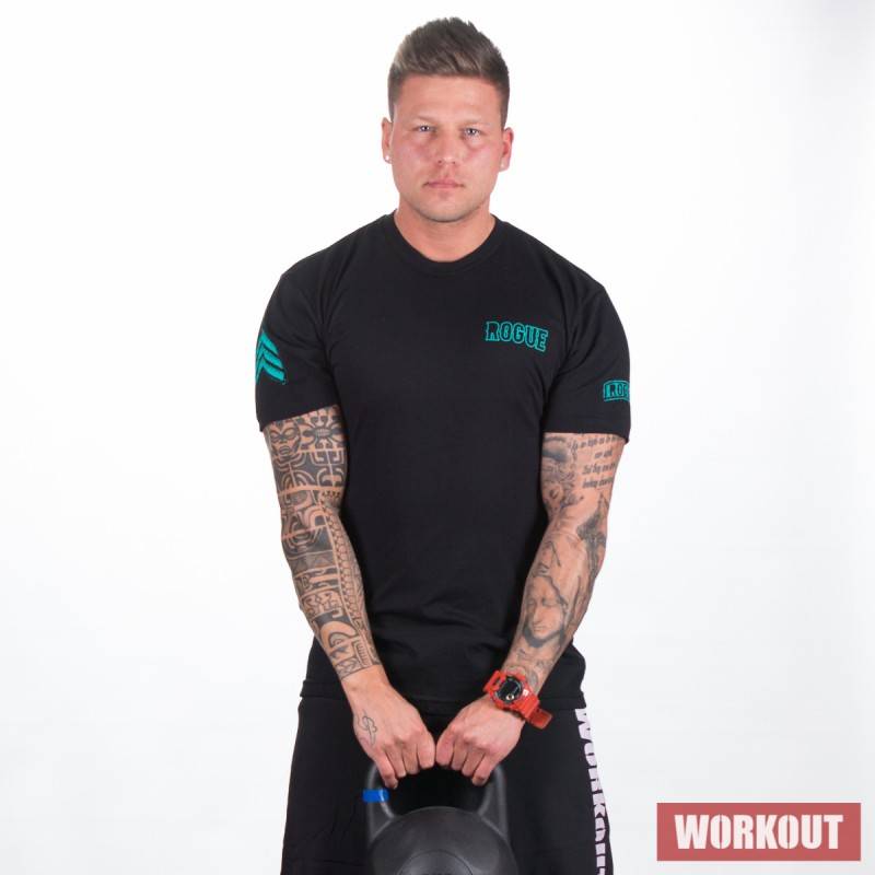 Herren T-Shirt Rogue International - schwarz/türkis
