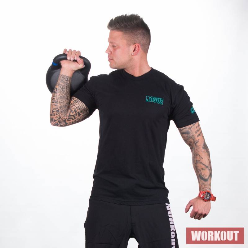 Herren T-Shirt Rogue International - schwarz/türkis