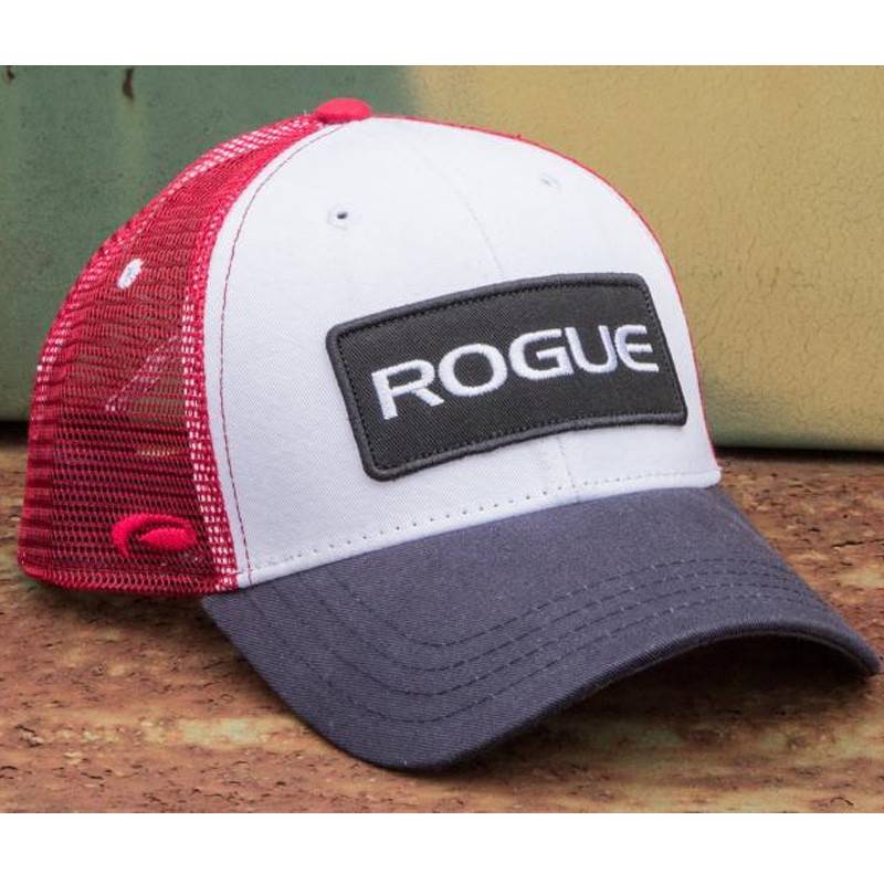 Cap Rogue Fitness Patch Trucker - white red